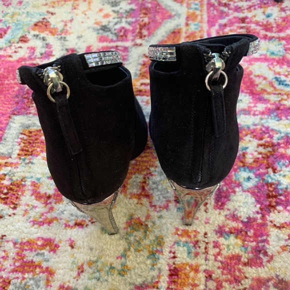 Giuseppe Zanotti Black Suede Sparkle Booties - Picture 2 of 8